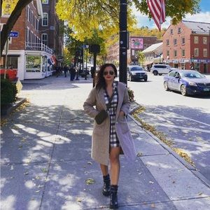 Walk This Way Wool Blend Oversized Coat - Beige size Large